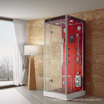 Fashion Design Hinged Door Red Backboard Shower Cabin Steam Room